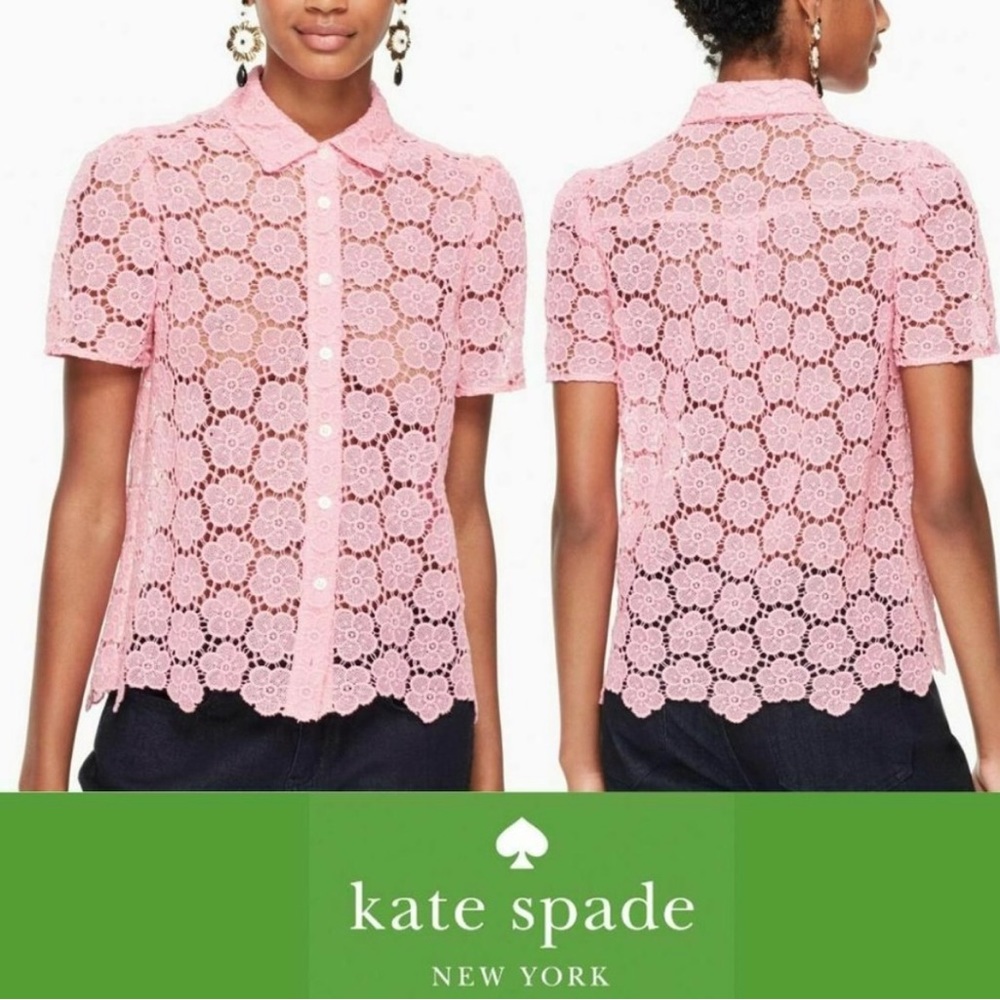 Kate Spade Pink Bloom Floral Lace Top size Small- 💯Authentic- Cute and Pink!